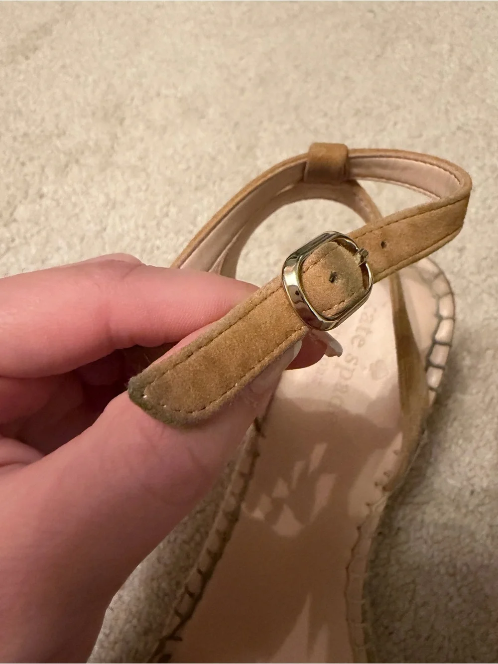 kate spade pre-loved Women’s Tan Scalloped Espadrille Ankle-Strap Sandals